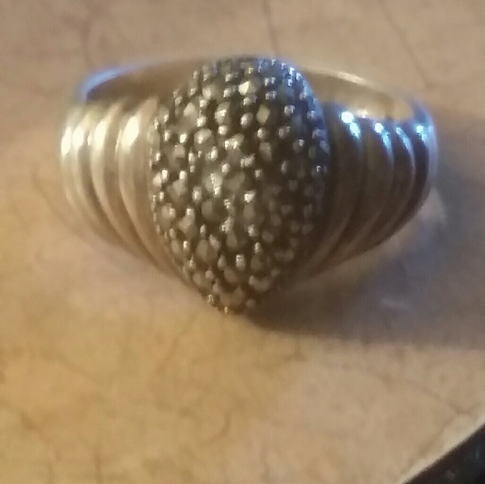 Antique sterling silver marcasite ring